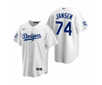 Los Angeles Dodgers #74 Kenley Jansen White 2020 World Series Champions Replica Jersey