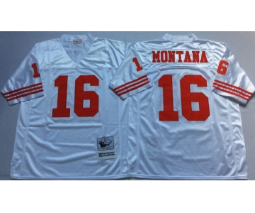 Men's San Francisco 49ers #16 Joe Montana White Throwback jerseys