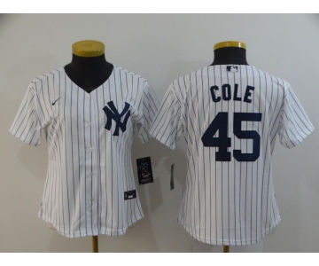 Nike Women's New York Yankees#45 Gerrit Cole White Name On Back Baseball Jersey