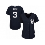 Women Majestic New York Yankees #3 Babe Ruth Authentic Navy Blue Alternate MLB Jersey Women Majestic New York Yankees #3 Babe Ruth Authentic Navy Blue Alternate MLB Jersey