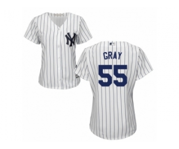 Women Majestic New York Yankees #55 Sonny Gray Replica White Home MLB Jersey