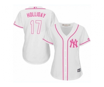 Women's Majestic New York Yankees #17 Matt Holliday Replica White Fashion Cool Base MLB Jersey