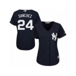 Women's Majestic New York Yankees #24 Gary Sanchez Authentic Navy Blue Alternate MLB Jersey Women's Majestic New York Yankees #24 Gary Sanchez Authentic Navy Blue Alternate MLB Jersey