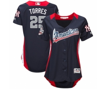 Women's Majestic New York Yankees #25 Gleyber Torres Game Navy Blue American League 2018 MLB All-Star MLB Jersey