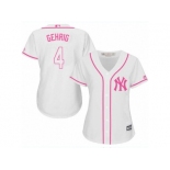 Women's Majestic New York Yankees #4 Lou Gehrig Replica White Fashion Cool Base MLB Jersey Women's Majestic New York Yankees #4 Lou Gehrig Replica White Fashion Cool Base MLB Jersey