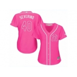 Women's Majestic New York Yankees #40 Luis Severino Replica Pink Fashion Cool Base MLB Jersey Women's Majestic New York Yankees #40 Luis Severino Replica Pink Fashion Cool Base MLB Jersey