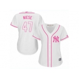 Women's Majestic New York Yankees #47 Jon Niese Replica White Fashion Cool Base MLB Jersey