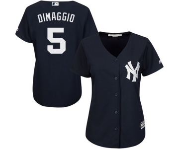 Women's Majestic New York Yankees #5 Joe DiMaggio Authentic Navy Blue Alternate MLB Jersey