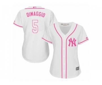 Women's Majestic New York Yankees #5 Joe DiMaggio Authentic White Fashion Cool Base MLB Jersey