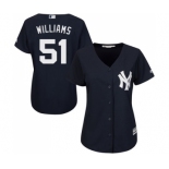 Women's Majestic New York Yankees #51 Bernie Williams Authentic Navy Blue Alternate MLB Jersey Women's Majestic New York Yankees #51 Bernie Williams Authentic Navy Blue Alternate MLB Jersey