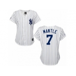 Women's Majestic New York Yankees #7 Mickey Mantle Replica White Black Strip MLB Jersey Women's Majestic New York Yankees #7 Mickey Mantle Replica White Black Strip MLB Jersey