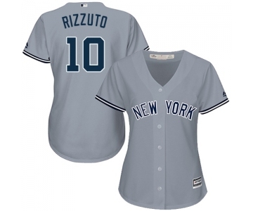 Women's New York Yankees #10 Phil Rizzuto Authentic Grey Road Baseball Jersey