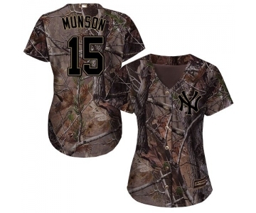 Women's New York Yankees #15 Thurman Munson Authentic Camo Realtree Collection Flex Base Baseball Jersey