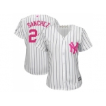 Women's New York Yankees #24 Gary Sanchez White Strip Mother's Day Cool Base Stitched MLB Jersey