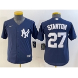 Women's New York Yankees #27 Giancarlo Stanton Navy Cool Base Stitched Baseball Jersey