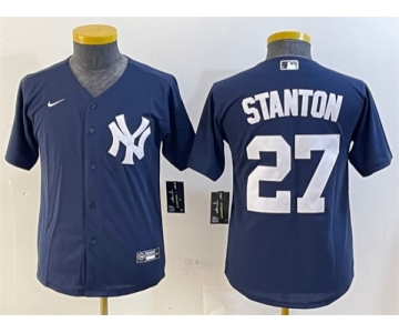 Women's New York Yankees #27 Giancarlo Stanton Navy Cool Base Stitched Baseball Jersey