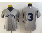 Women's New York Yankees #3 Babe Ruth Gray Cool Base Stitched Baseball Jersey Women's New York Yankees #3 Babe Ruth Gray Cool Base Stitched Baseball Jersey