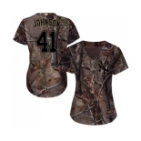Women's New York Yankees #41 Randy Johnson Authentic Camo Realtree Collection Flex Base Baseball Jersey