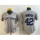 Women's New York Yankees #42 Mariano Rivera Grey Cool Base Stitched Baseball Jersey