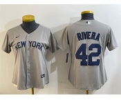 Women's New York Yankees #42 Mariano Rivera Grey Cool Base Stitched Baseball Jersey