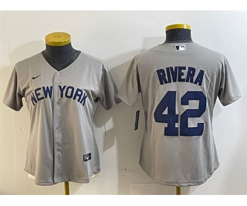 Women's New York Yankees #42 Mariano Rivera Grey Cool Base Stitched Baseball Jersey