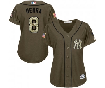 Women's New York Yankees #8 Yogi Berra Authentic Green Salute to Service Baseball Jersey