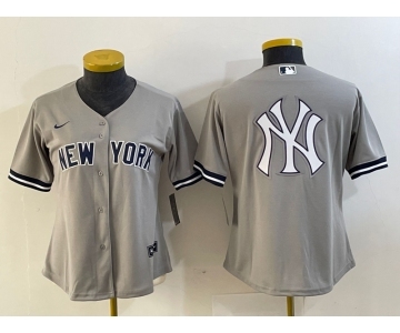 Women's New York Yankees Blank Gray Stitched MLB Cool Base Nike Jersey1
