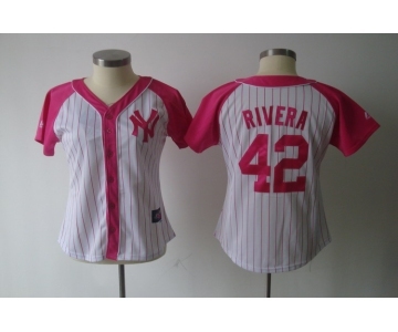 women mlb jerseys new york yankees #42 rivera white pink[2012]