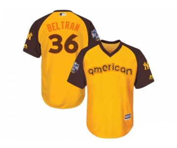 Youth Majestic New York Yankees #36 Carlos Beltran Authentic Yellow 2016 All-Star American League BP Cool BaseMLB Jersey