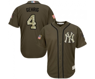 Youth Majestic New York Yankees #4 Lou Gehrig Authentic Green Salute to Service MLB Jersey