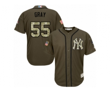 Youth Majestic New York Yankees #55 Sonny Gray Authentic Green Salute to Service MLB Jersey