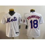 Youth New York Mets #18 Darryl Strawberry White Cool Base Stitched Baseball Jersey