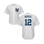 Youth New York Yankees #12 Wade Boggs Authentic White Home Baseball Jersey