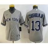 Youth New York Yankees #13 Jazz Chisholm Jr Grey Cool Base Stitched Jersey Youth New York Yankees #13 Jazz Chisholm Jr Grey Cool Base Stitched Jersey