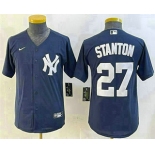 Youth New York Yankees #27 Giancarlo Stanton Navy Cool Base Stitched Jersey Youth New York Yankees #27 Giancarlo Stanton Navy Cool Base Stitched Jersey