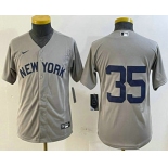 Youth New York Yankees #35 Cody Bellinger Grey Without Name Field of Dreams Cool Base Jersey Youth New York Yankees #35 Cody Bellinger Grey Without Name Field of Dreams Cool Base Jersey