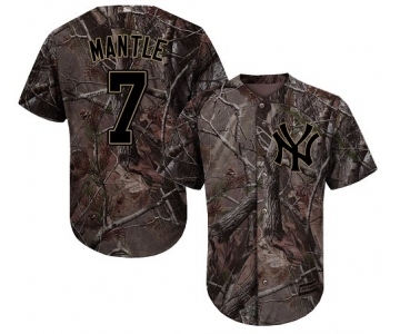 Youth New York Yankees #7 Mickey Mantle Authentic Camo Realtree Collection Flex Base Baseball Jersey