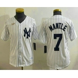Youth New York Yankees #7 Mickey Mantle White Throwback Stitched Cool Base Nike Jersey Youth New York Yankees #7 Mickey Mantle White Throwback Stitched Cool Base Nike Jersey