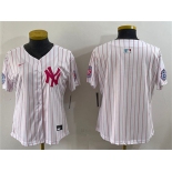 Youth New York Yankees Blank White Pink Pinstripe Limited Stitched Baseball Jersey