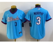 Women's Atlanta Braves #3 Dale Murphy Powder Blue 2026 City Connect Stadium Stitched Baseball Jersey Women's Atlanta Braves #3 Dale Murphy Powder Blue 2026 City Connect Stadium Stitched Baseball Jersey