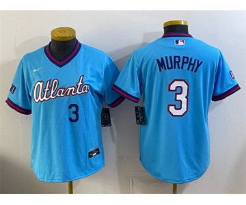 Women's Atlanta Braves #3 Dale Murphy Powder Blue 2026 City Connect Stadium Stitched Baseball Jersey