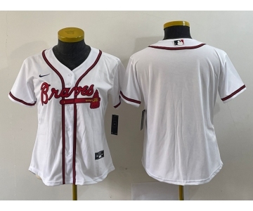 Women's Atlanta Braves Blank White Stitched MLB Cool Base Nike Jersey