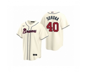 Youth Atlanta Braves #40 Mike Soroka Nike Cream 2020 Replica Alternate Jersey