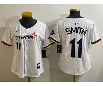 Youth Houston Astros #11 Cam Smith White 2025 City Connect Limited Stitched Baseball Jersey2