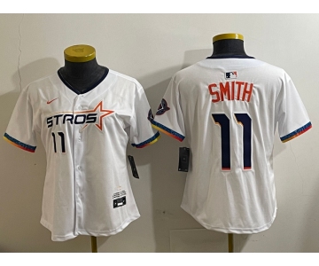 Youth Houston Astros #11 Cam Smith White 2025 City Connect Limited Stitched Baseball Jersey