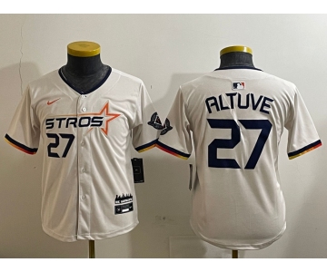 Youth Houston Astros #27 Jose Altuve Cream 2025 City Connect Limited Stitched Baseball Jersey