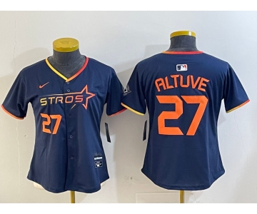 Youth Houston Astros #27 Jose Altuve Navy 2025 City Connect Limited Stitched Baseball Jersey