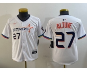 Youth Houston Astros #27 Jose Altuve White 2025 City Connect Limited Stitched Baseball Jersey