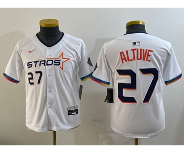 Youth Houston Astros #27 Jose Altuve White 2025 City Connect Limited Stitched Baseball Jersey