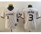 Youth  Houston Astros #3 Jeremy Pena Cream 2025 City Connect Limited Stitched Baseball Jersey